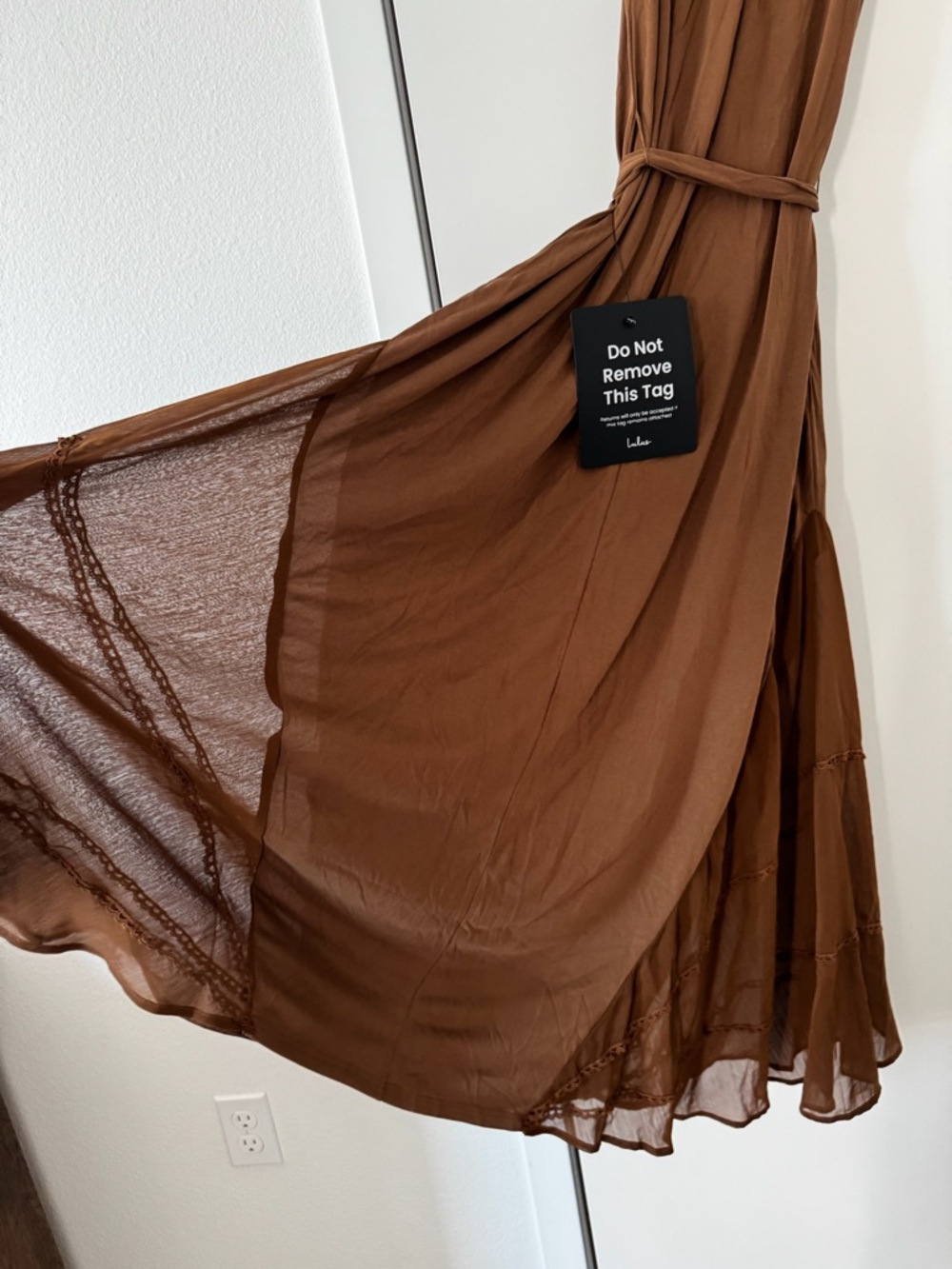 Lulu's Sleeveless Chocolate Brown Maxi Dress with Waist Tie - Picture 6 of 7